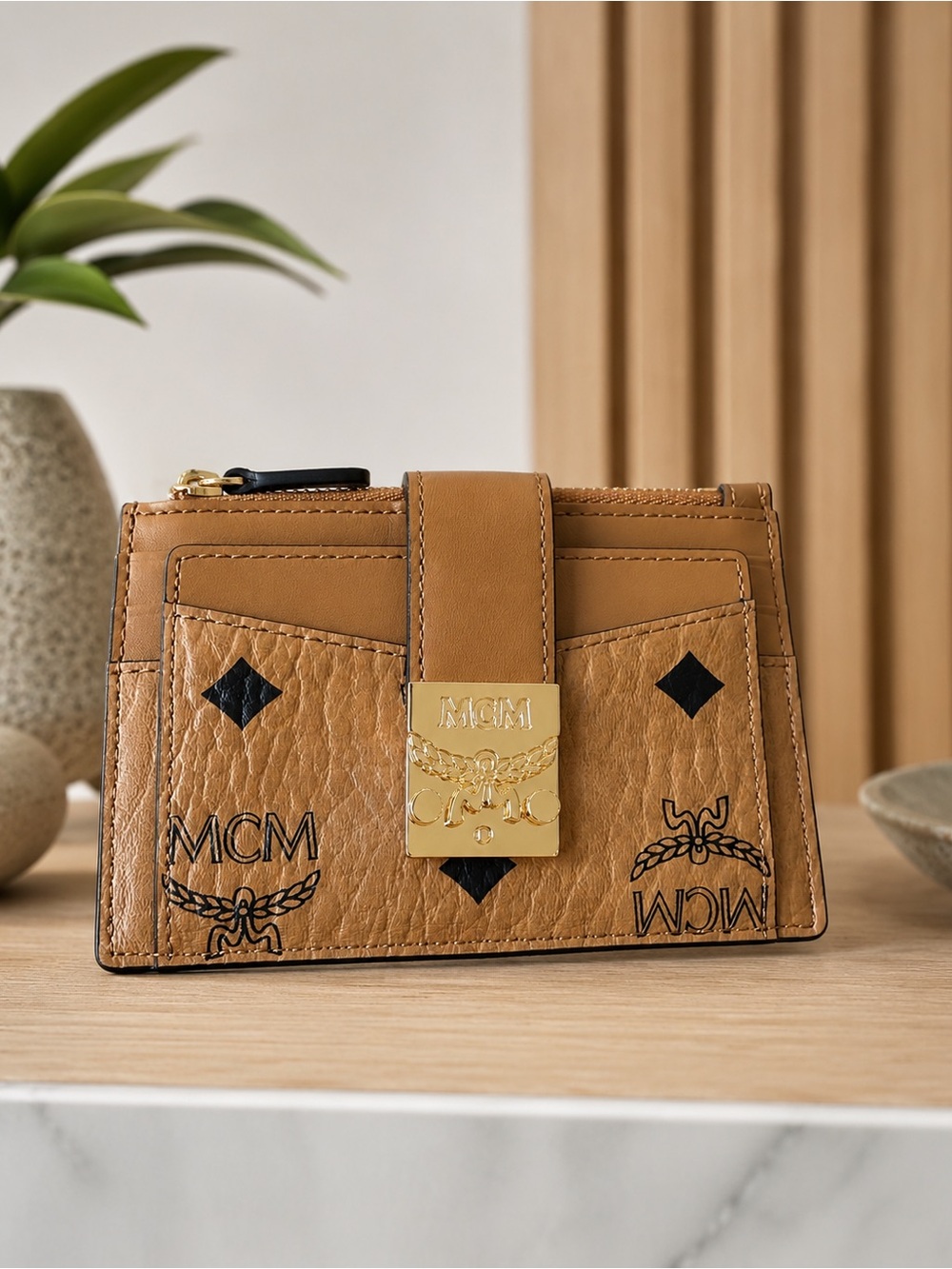 MCM Patricia Visetos Leather Card Case